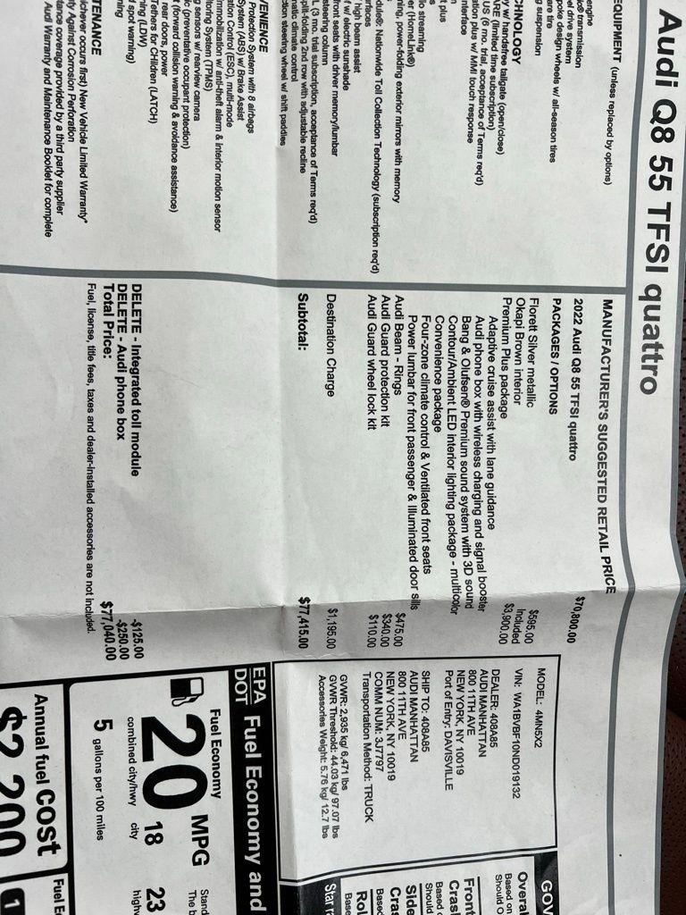 Audi Q8 3.0 TFSI Premium Plus quattro 2022