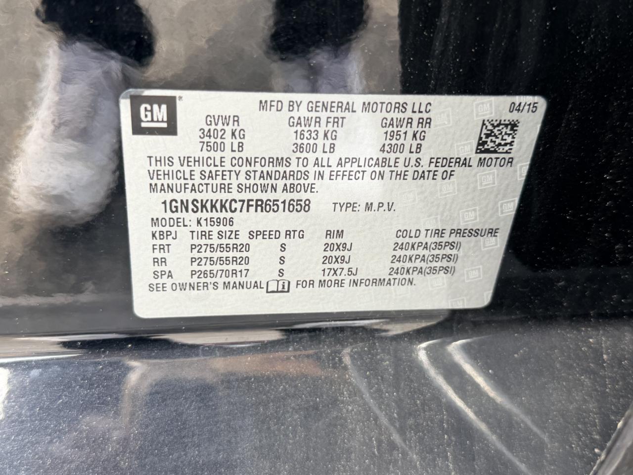 Chevrolet Suburban 4WD 4dr LTZ 2015