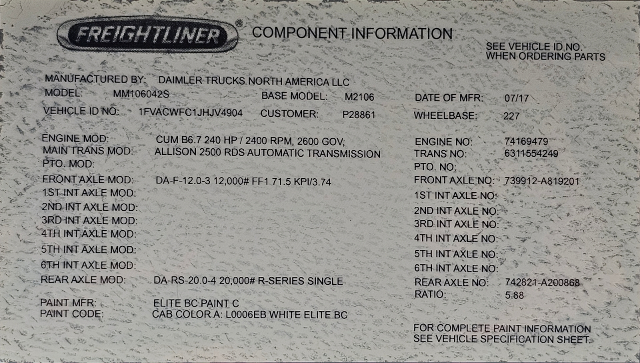 Freightliner M2 106 Medium Duty  2018 Freightliner M2 106 Medium Duty  2018