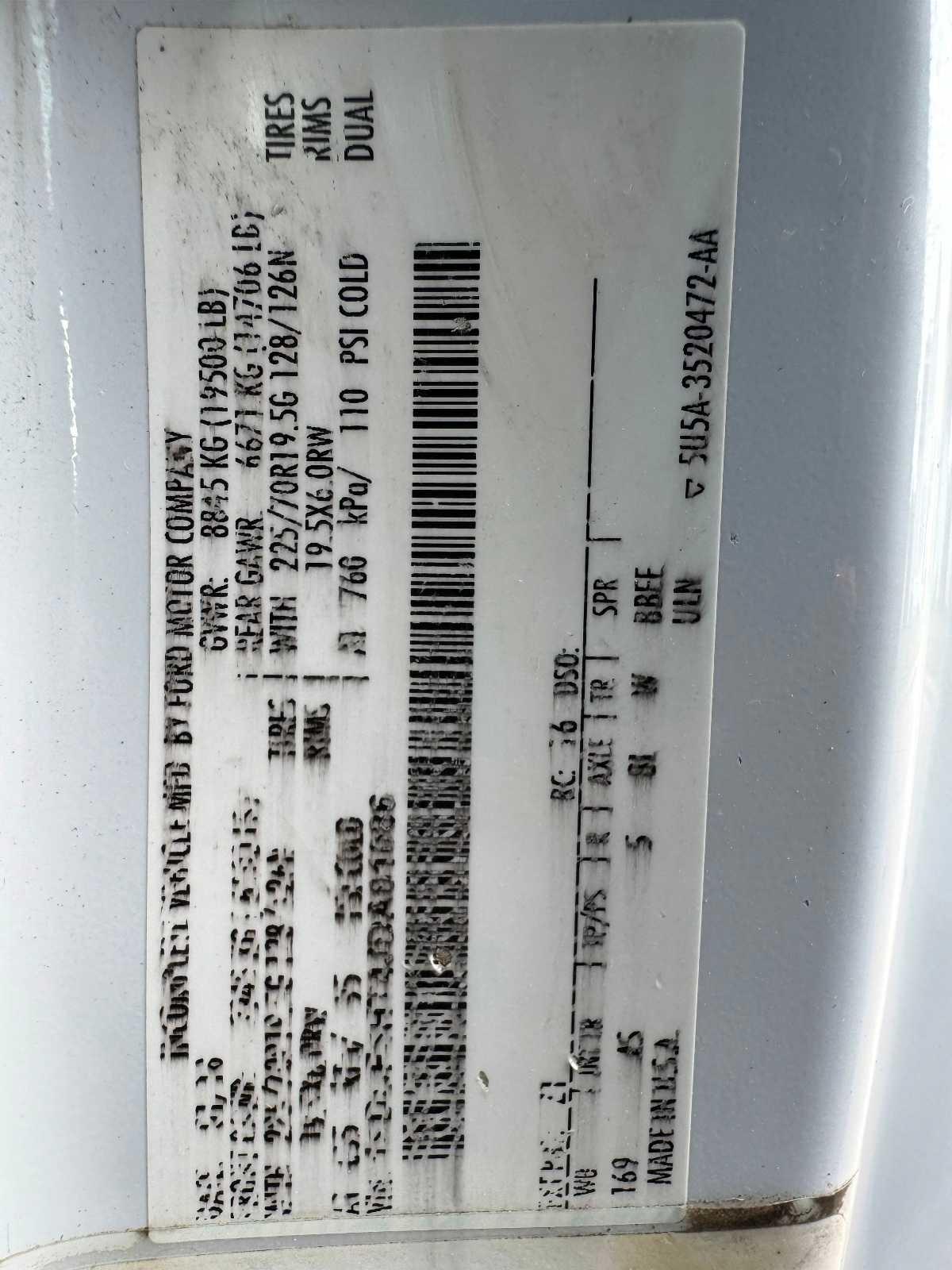 Ford Super Duty F-550 DRW XL 4WD Reg Cab 145" WB 60" CA 2018