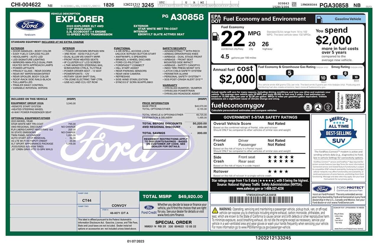 Ford Explorer XLT 4WD 2023