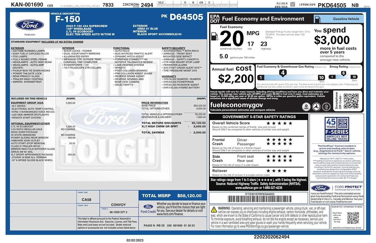 Ford F-150 XL 4WD SuperCrew 5.5' Box 2023