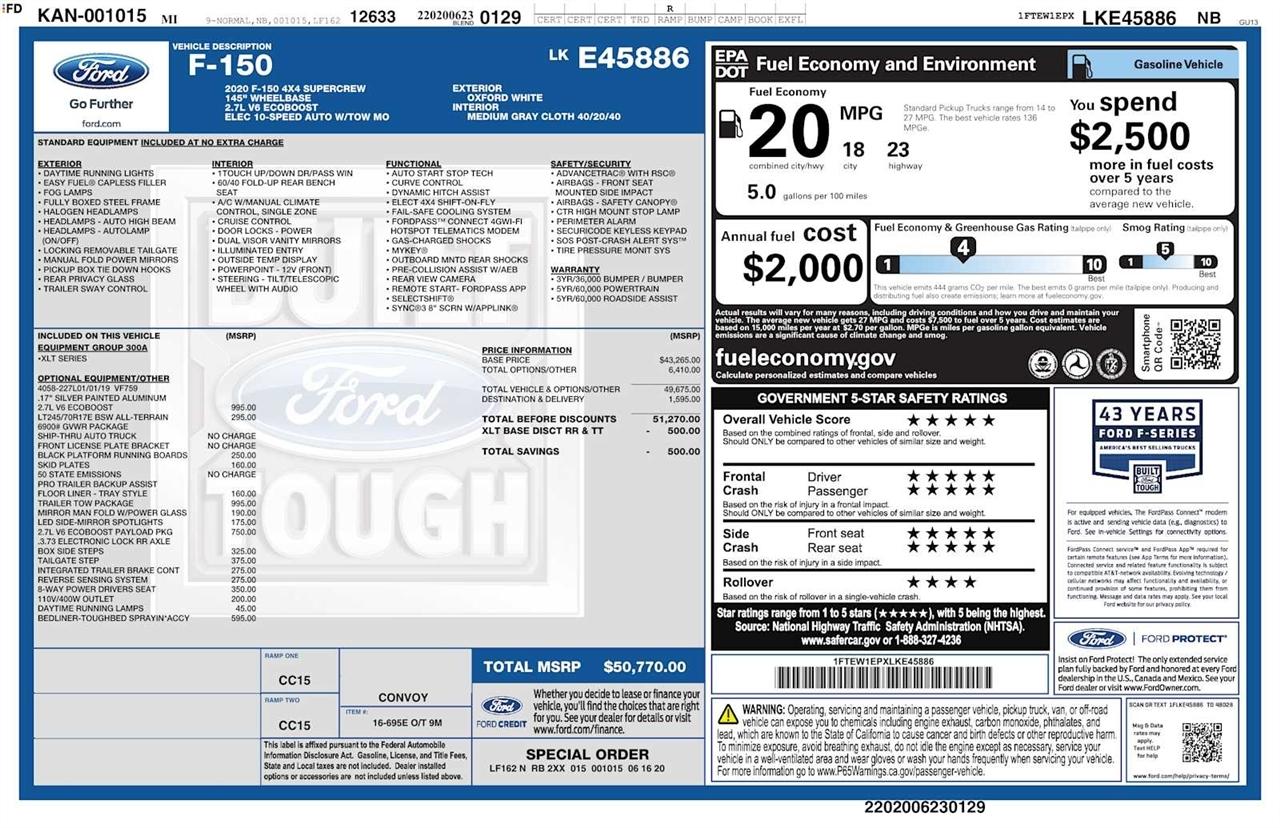 Ford F-150 XL 4WD SuperCrew 5.5' Box 2020