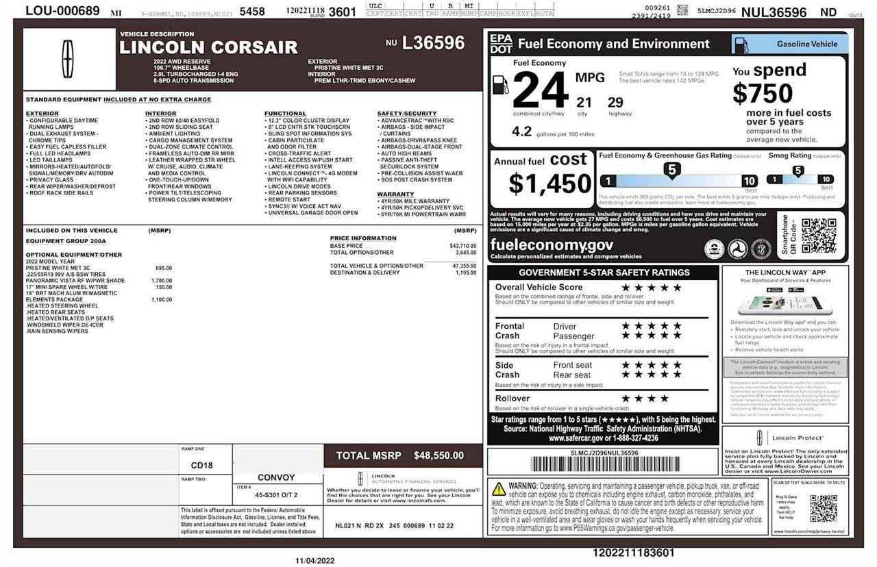 Lincoln Corsair Reserve AWD 2022