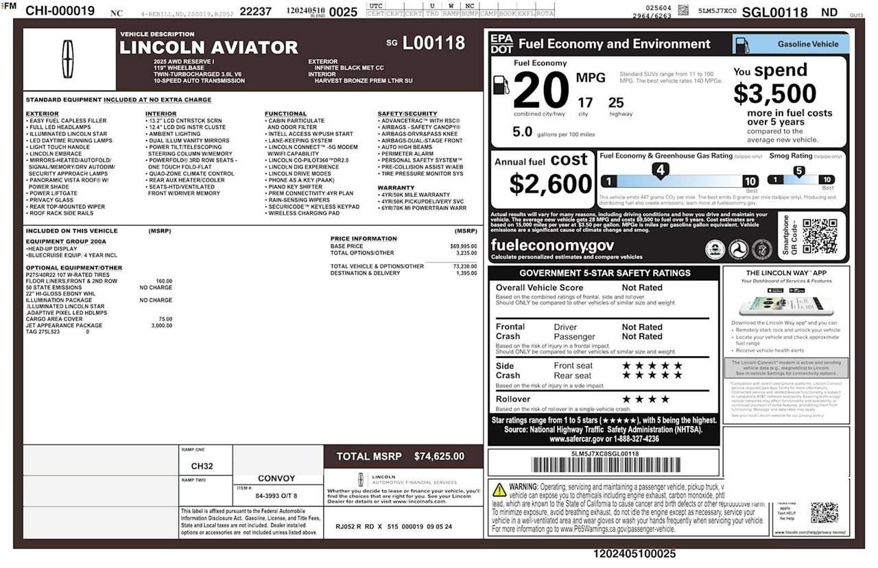 Lincoln Aviator Reserve AWD 2025