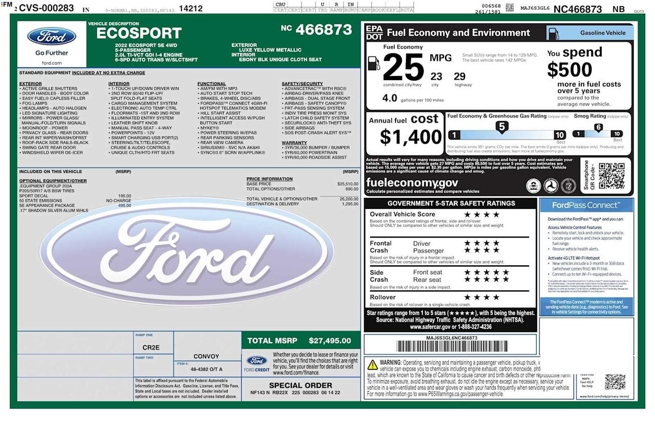 Ford EcoSport SE 4WD 2022