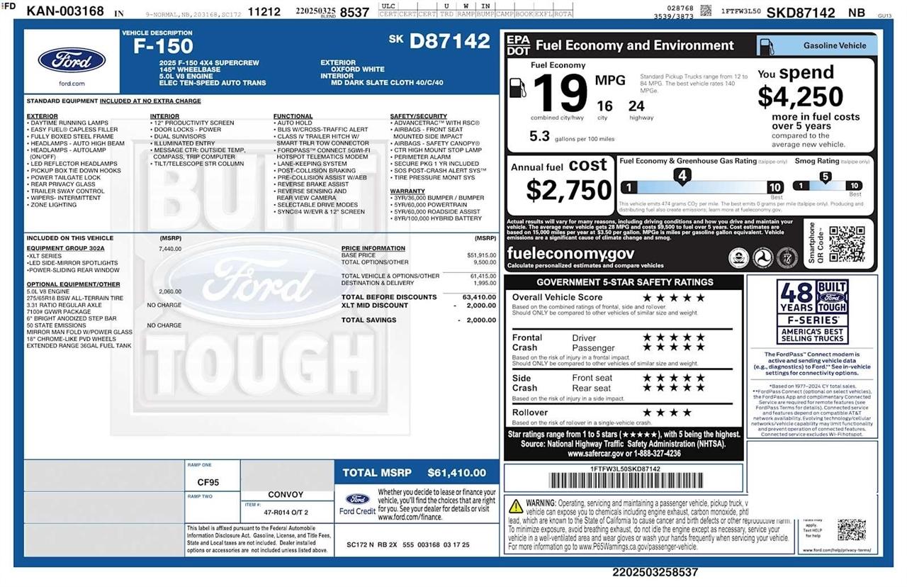 Ford F-150 XLT 4WD SuperCrew 5.5' Box 2025