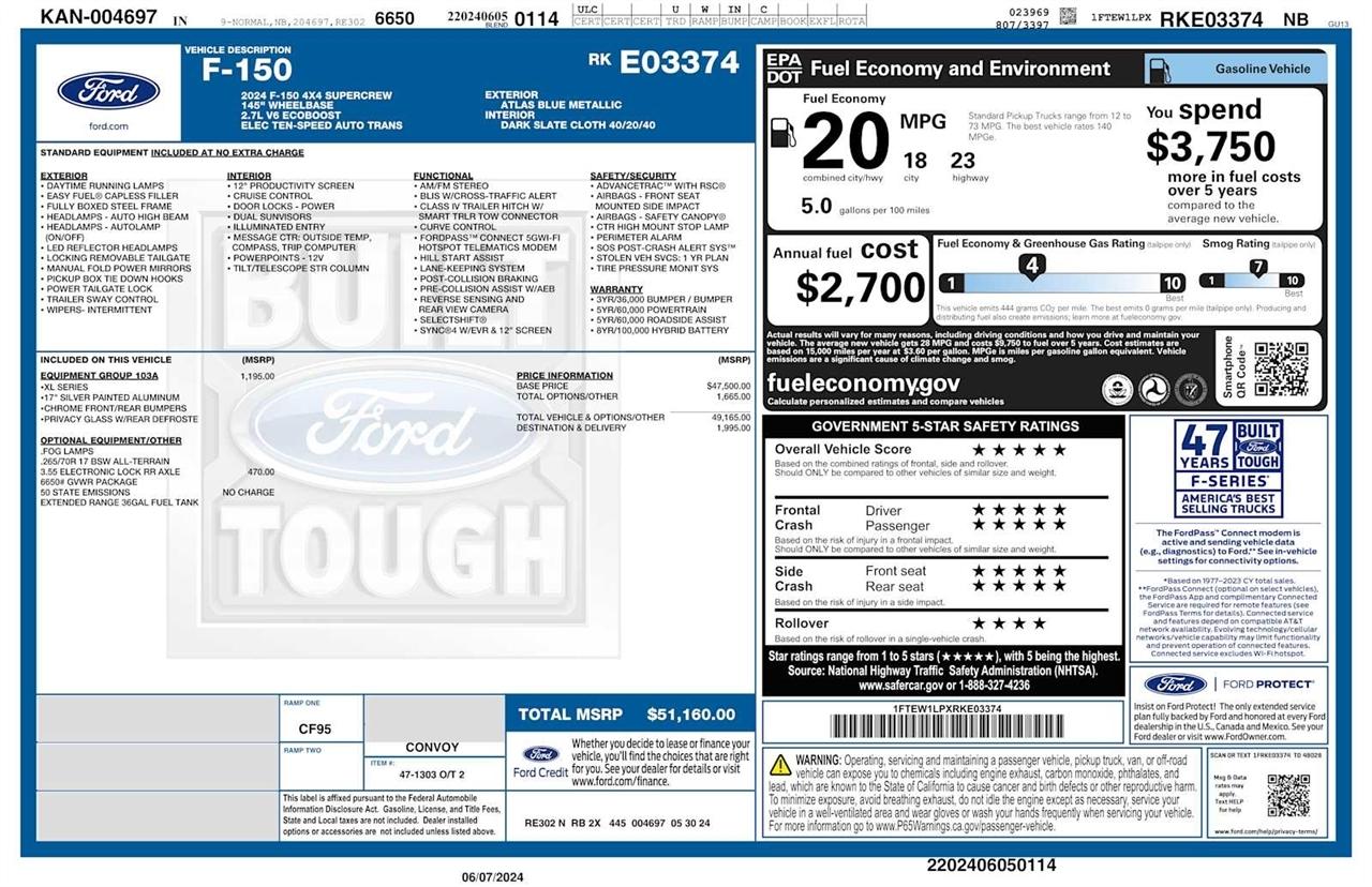 Ford F-150 XL 4WD SuperCrew 5.5' Box 2024