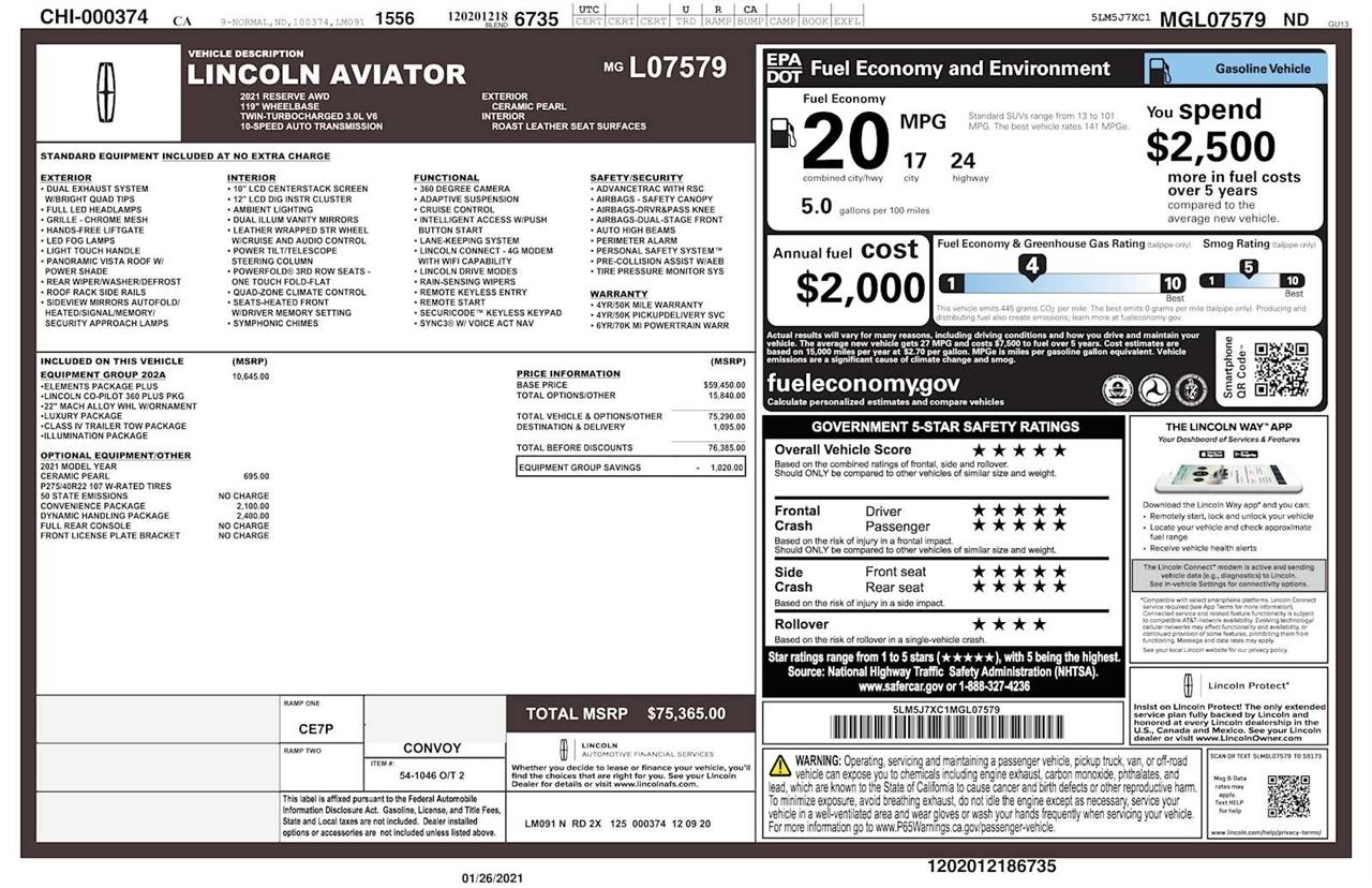 Lincoln Aviator Reserve AWD 2021
