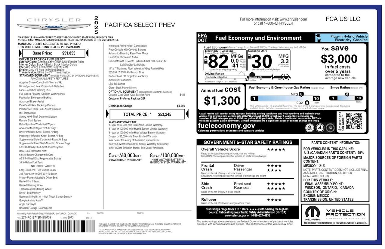 Chrysler Pacifica Hybrid Select FWD 2025