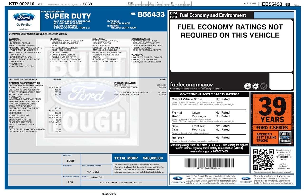 Ford Super Duty F-250 SRW Lariat 4WD SuperCab 8' Box 2017