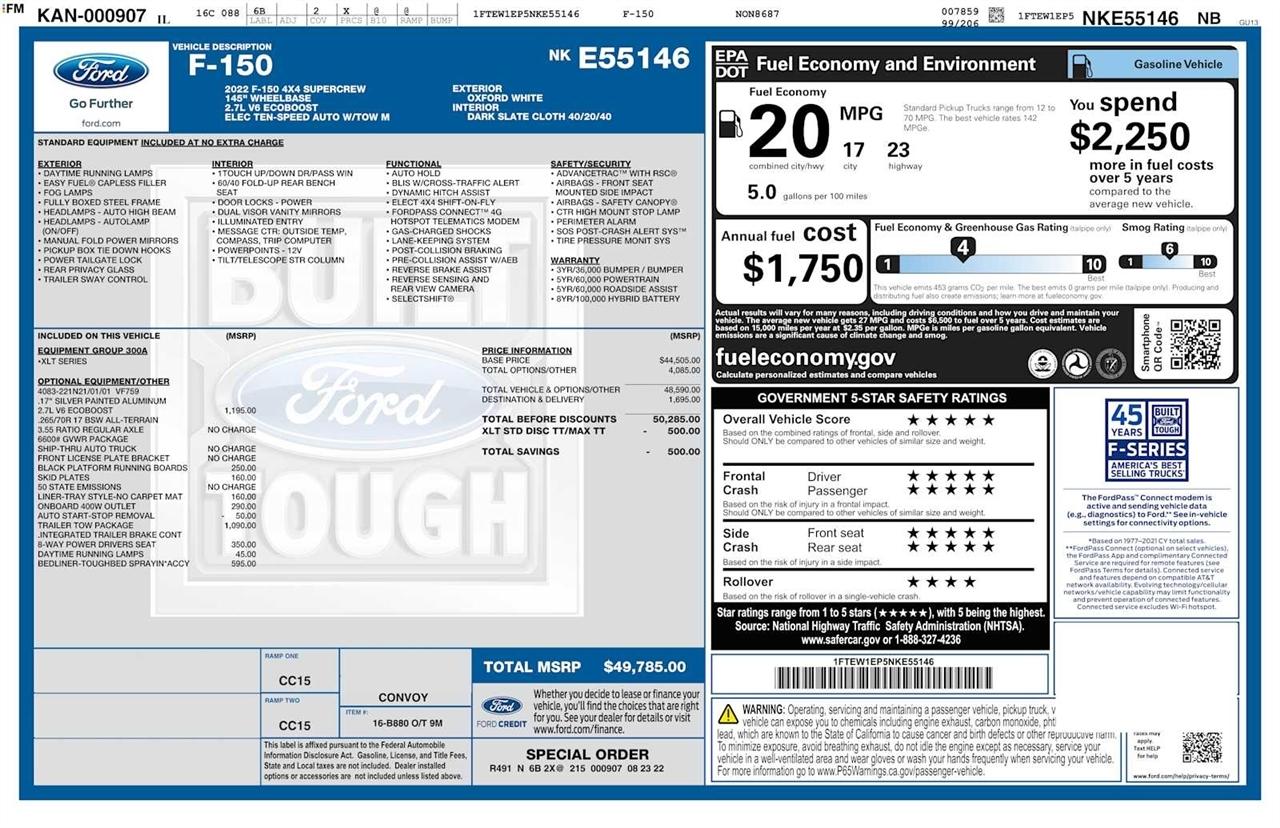 Ford F-150 Lariat 4WD SuperCrew 5.5' Box 2022