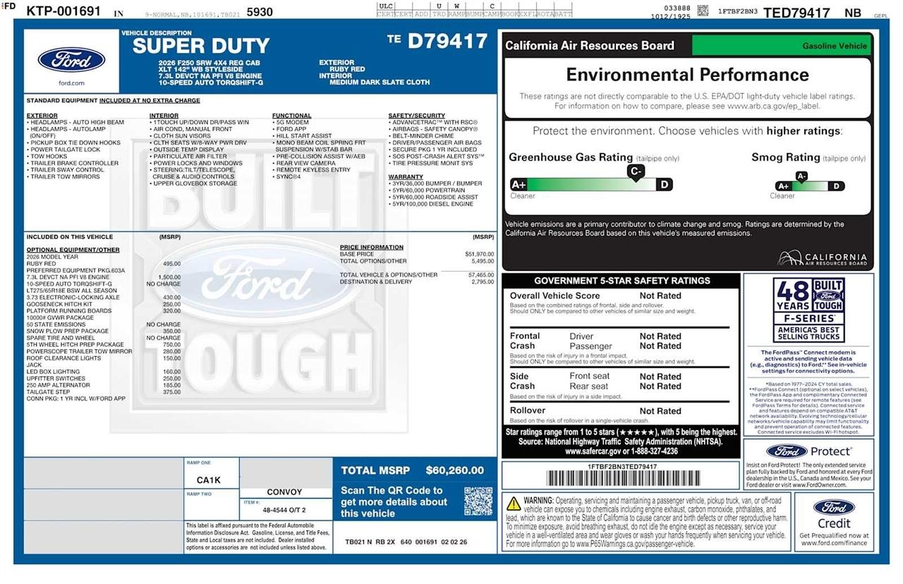 Ford Super Duty F-250 SRW XLT 4WD Reg Cab 8' Box 2026