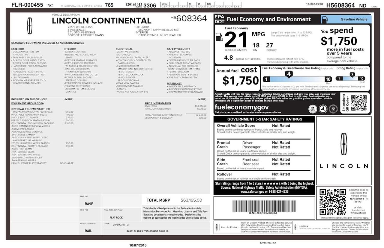 Lincoln Continental Reserve FWD 2017