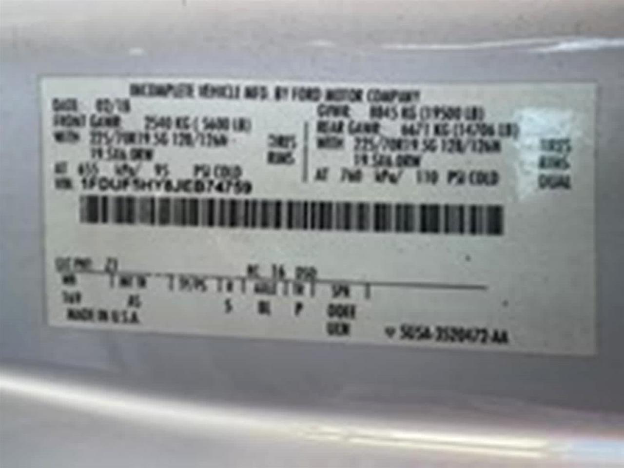 Ford Super Duty F-550 DRW XL 4WD Reg Cab 145" WB 60" CA 2018