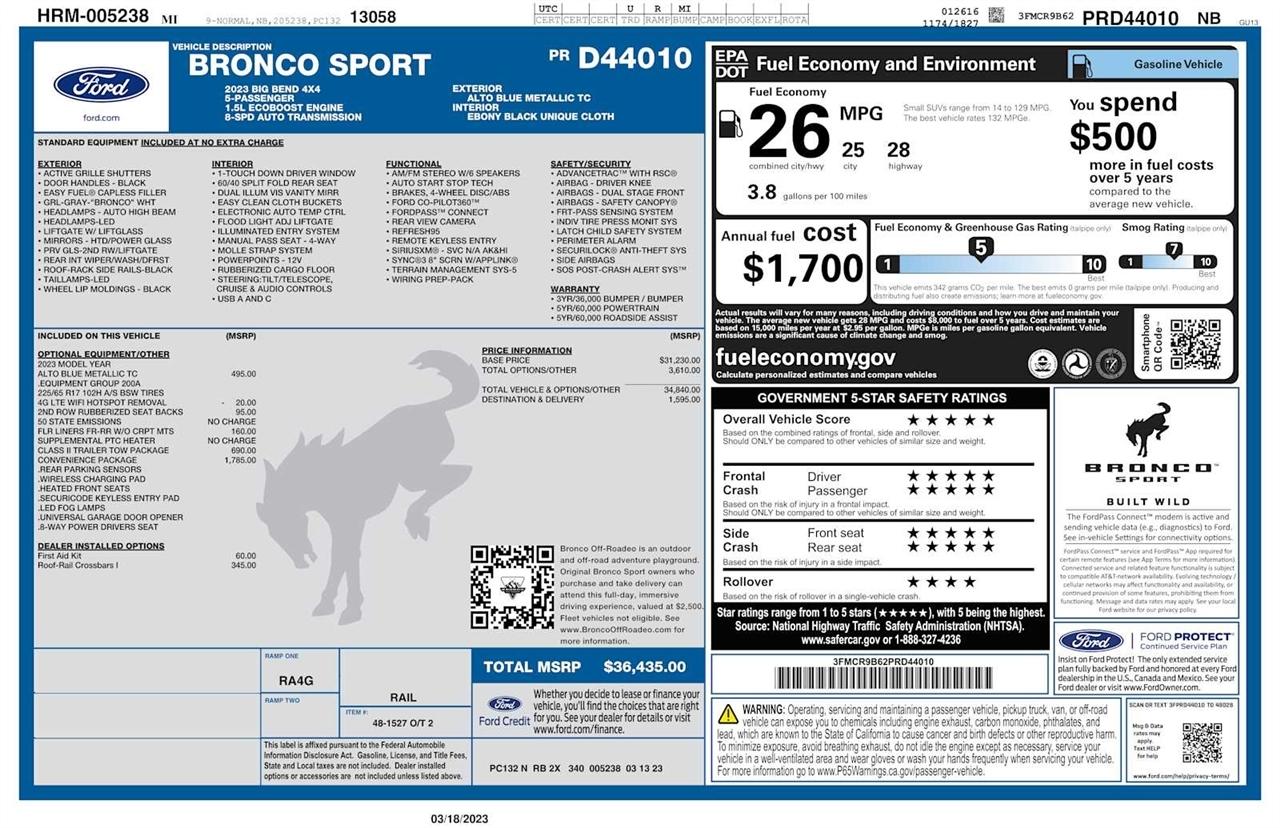 Ford Bronco Sport Big Bend 4x4 2023