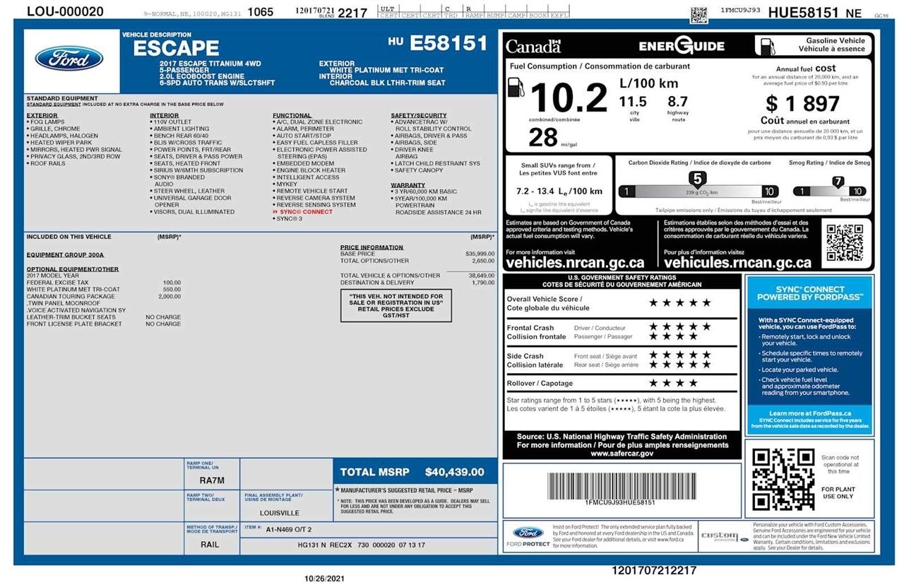 Ford Escape Titanium 4WD 2017