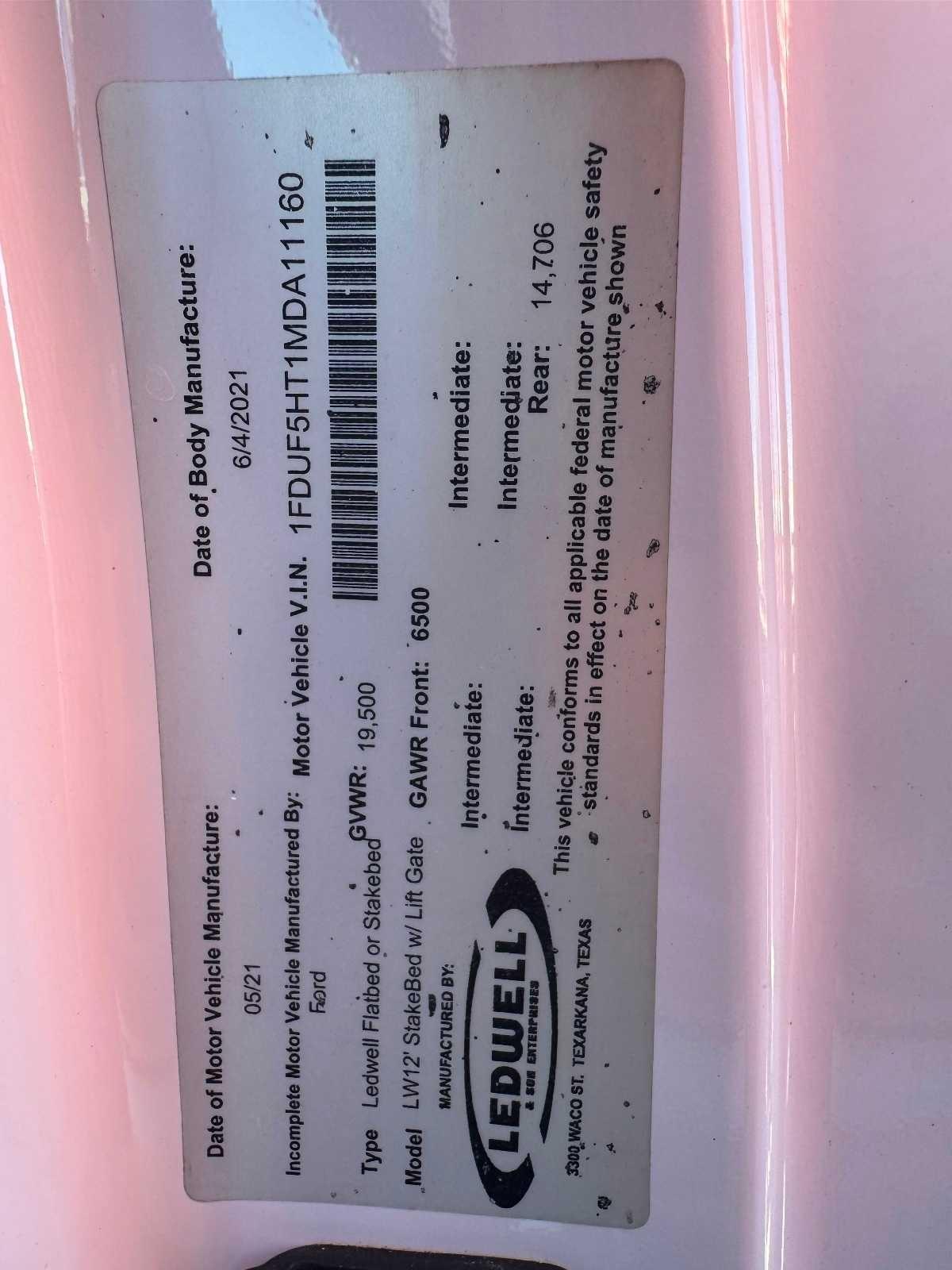 Ford Super Duty F-550 DRW XL 4WD Reg Cab 145" WB 60" CA 2021
