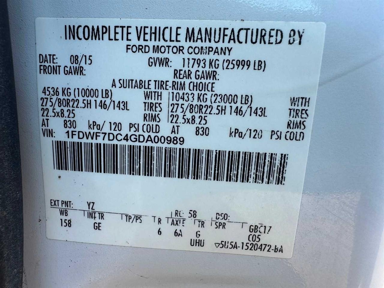 Ford Super Duty F-750 Straight Frame Reg Cab 2016
