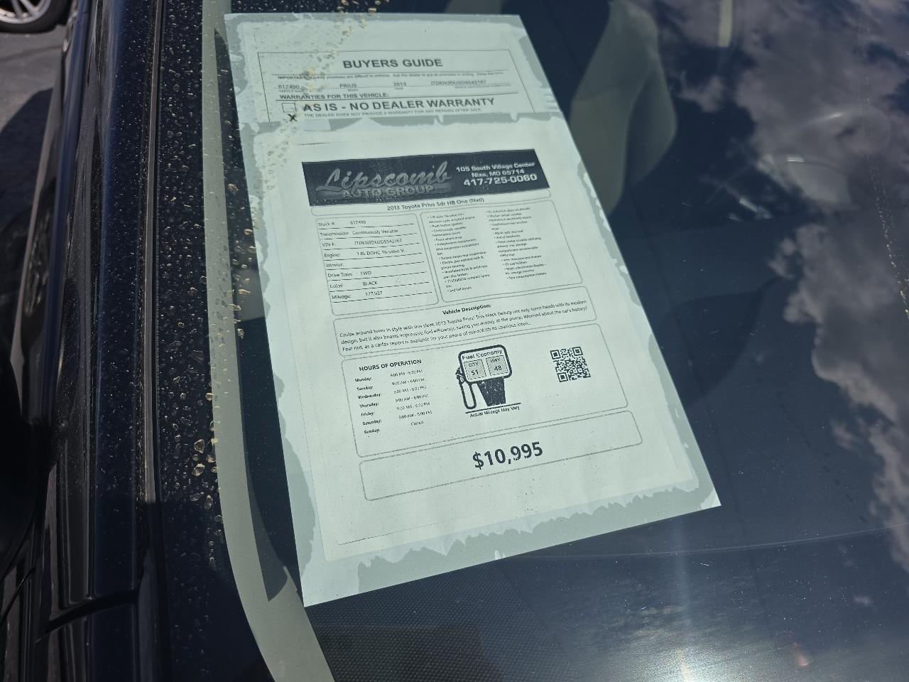 Toyota Prius 5dr HB Persona (Natl) 2013