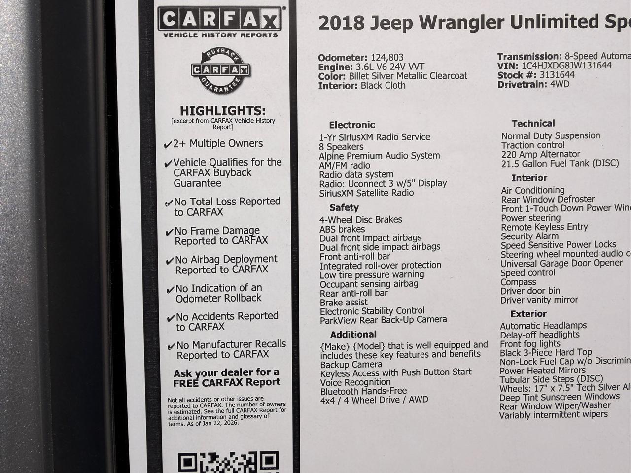 Jeep Wrangler Unlimited Sport 2018