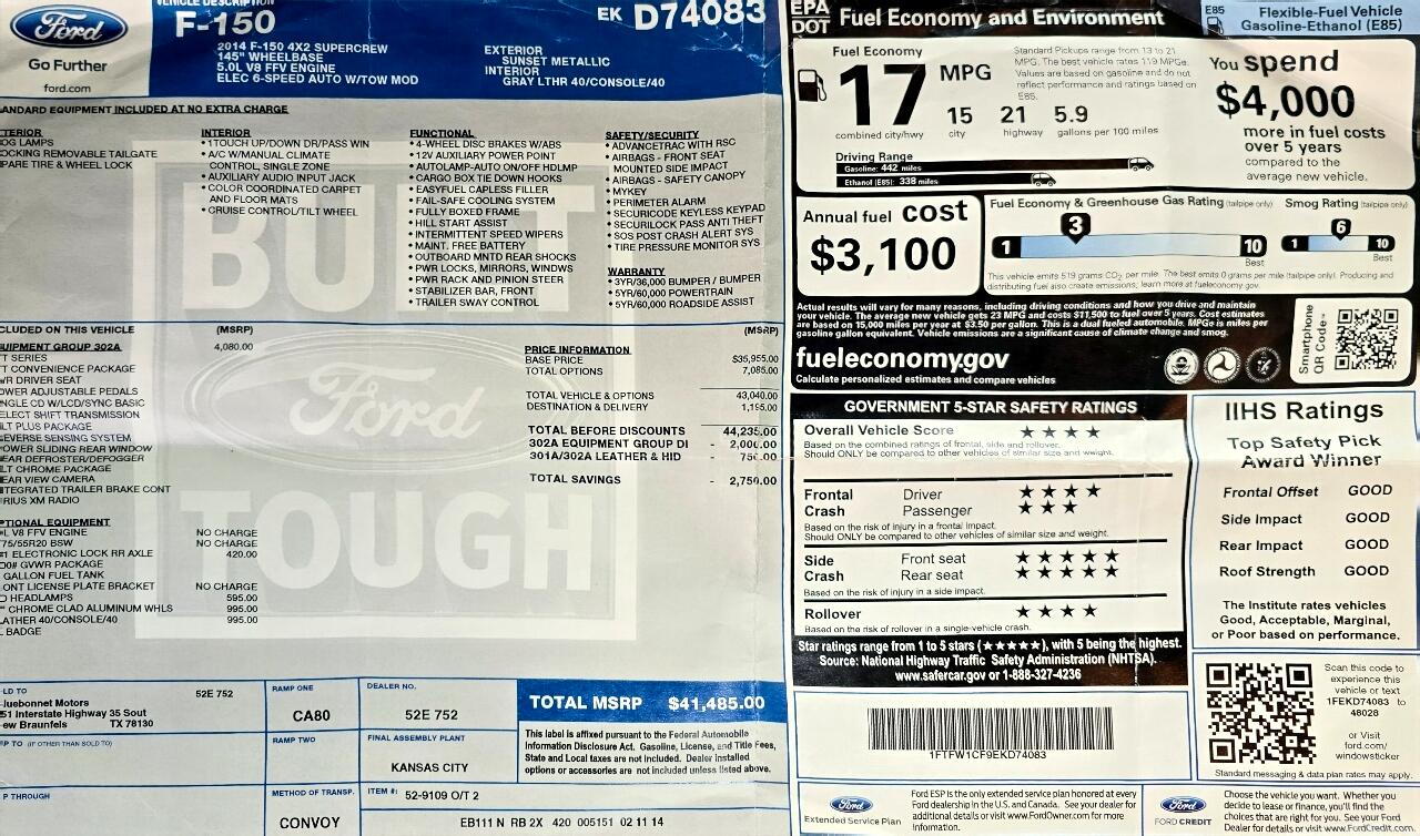 Ford F-150 XLT 2WD SuperCrew 5.5' Box 2014