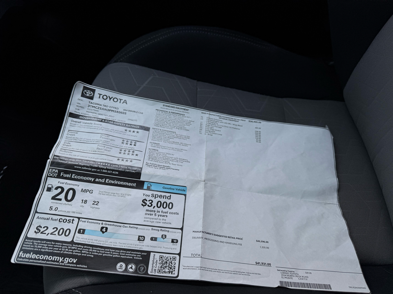 Toyota Tacoma TRD Offroad Dbl Cab 4WD V6 at 2023