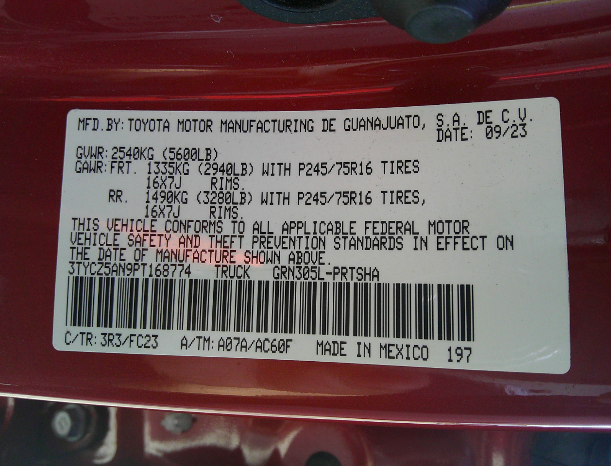 Toyota Tacoma 4WD TRD Off Road Double Cab 5' Bed V6 MT (Natl) 2023 Toyota Tacoma 4WD TRD Off Road Double Cab 5' Bed V6 MT (Natl) 2023