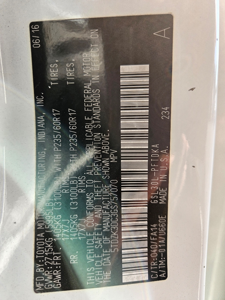 Toyota Sienna  2016 Toyota Sienna  2016