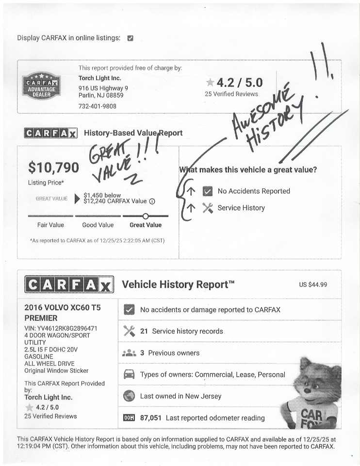 Volvo XC60 AWD 4dr T5 Premier 2016