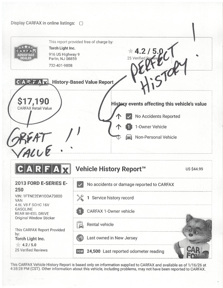 Ford Econoline Cargo Van E-250 2013