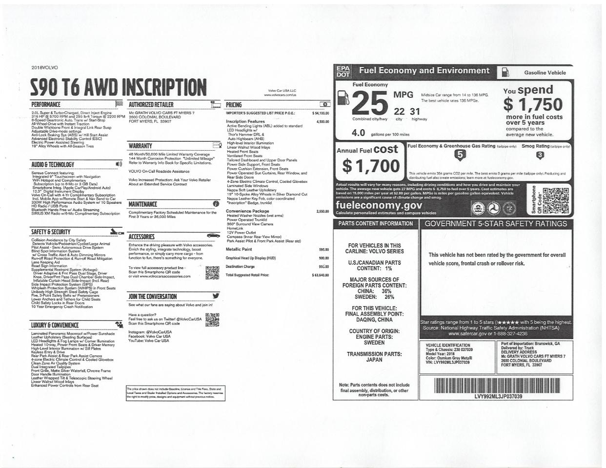 Volvo S90 T6 AWD Inscription 2018