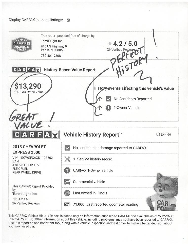 Chevrolet Express Cargo Van RWD 2500 135" 2013