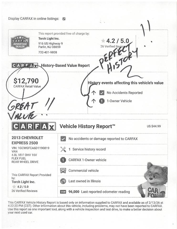 Chevrolet Express Cargo Van 2500 135" WB 2013