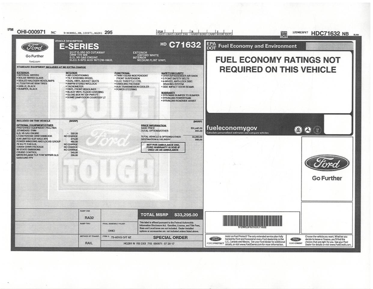 Ford E-Series Cutaway E-350 DRW 176" WB 2017