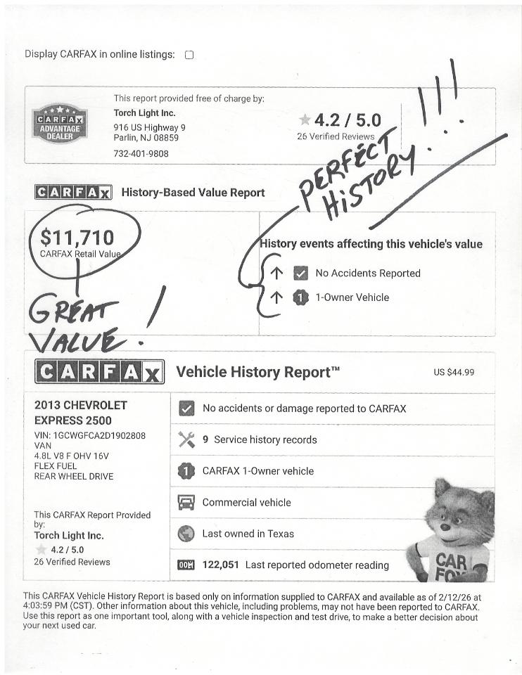 Chevrolet Express Cargo Van RWD 2500 135" 2013