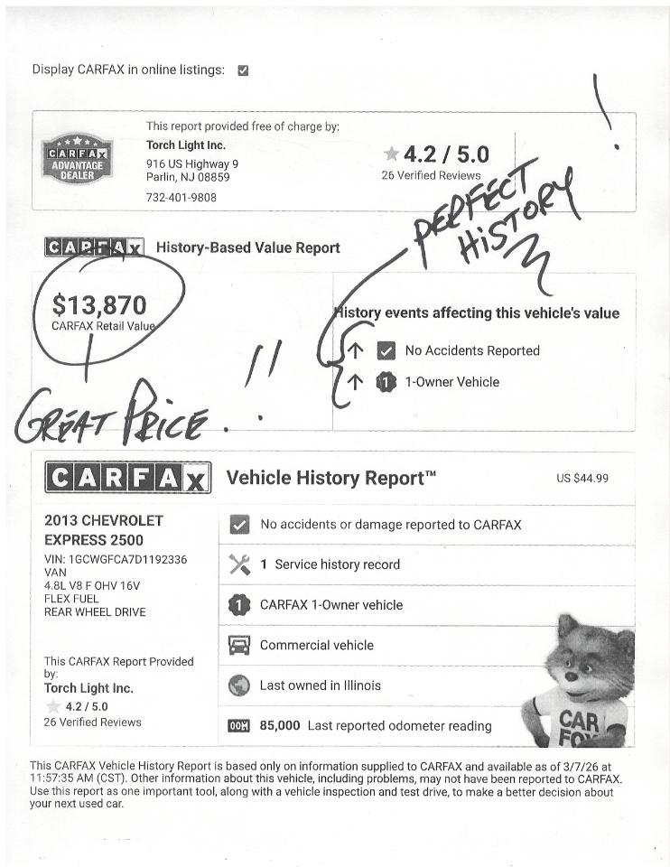 Chevrolet Express Cargo Van RWD 2500 135" 2013