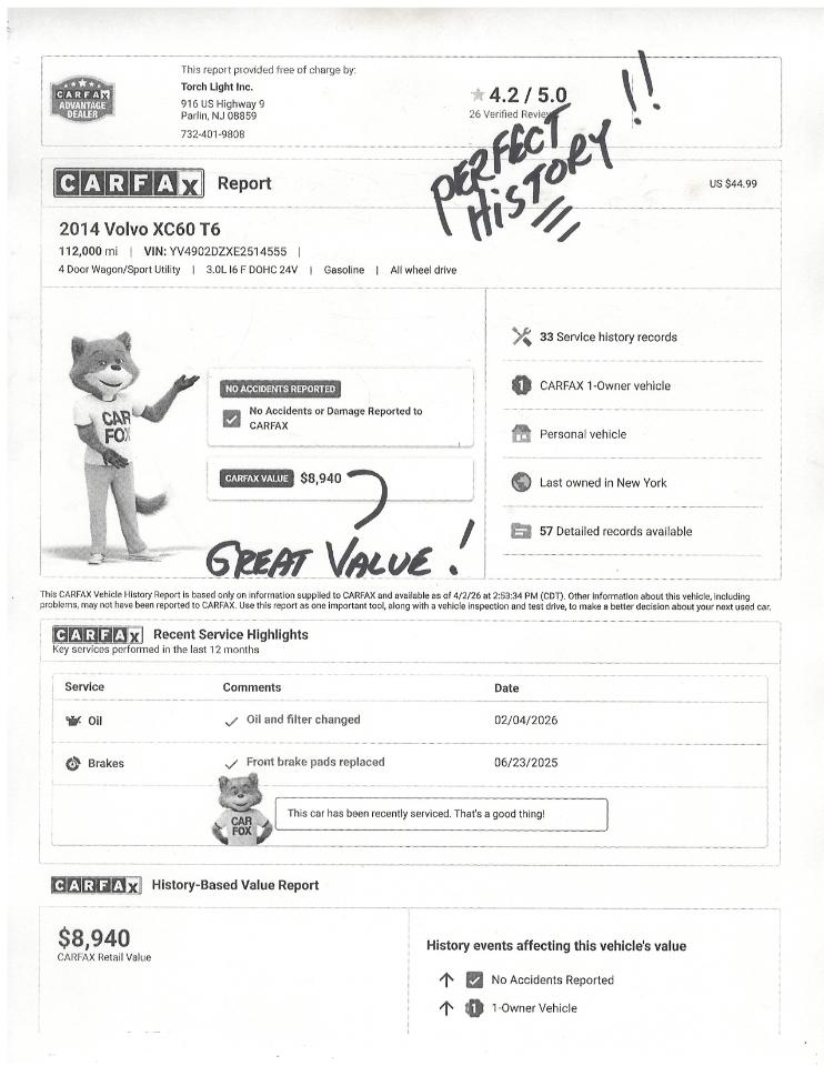 Volvo XC60 AWD 4dr 3.0L 2014