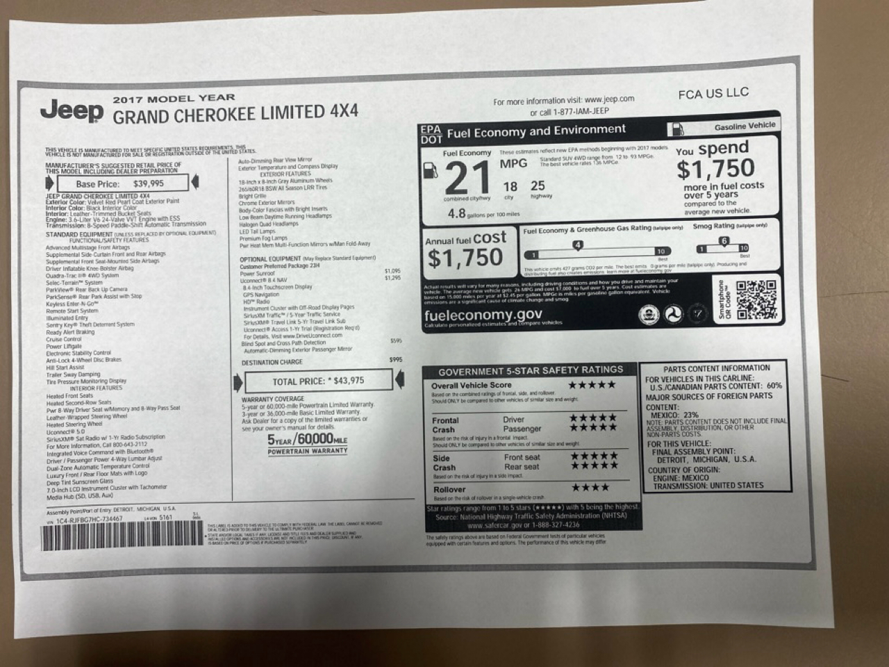 Jeep Grand Cherokee Limited 4WD 2017