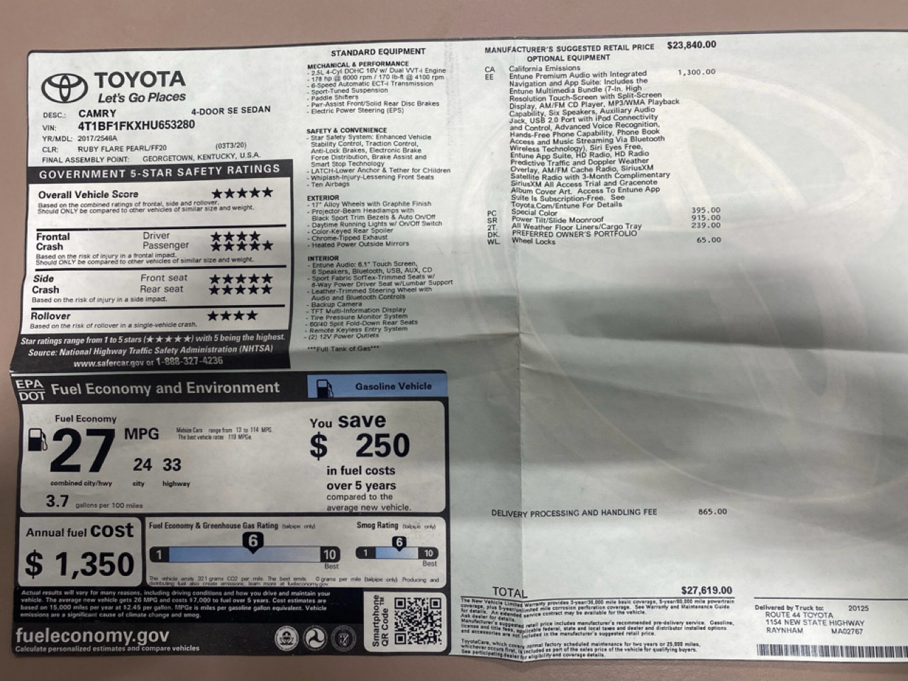 Toyota Camry LE 4D Sedan 2017