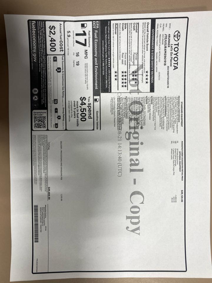 Toyota 4Runner Nightshade 4WD 2021