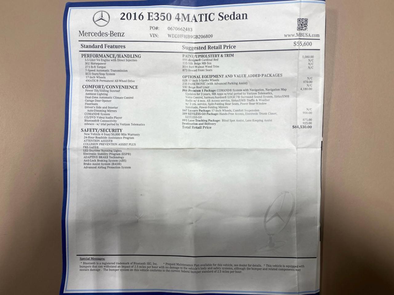 Mercedes-Benz E-Class E350 Sport 4MATIC Sedan 2016