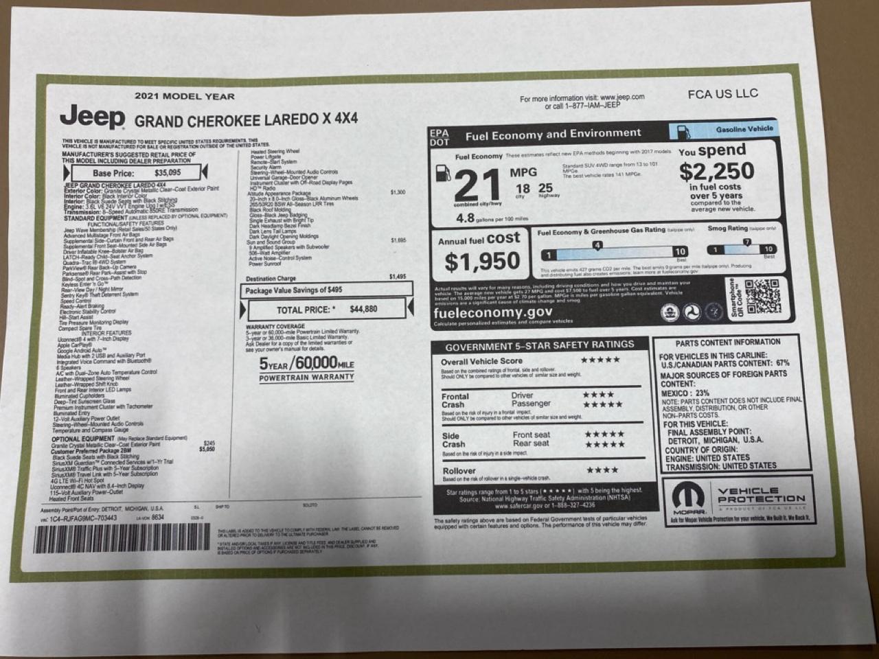 Jeep Grand Cherokee Laredo X 4WD 2021