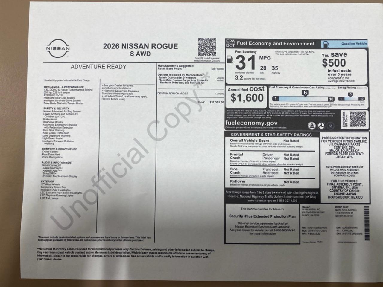 Nissan Rogue S AWD 2026