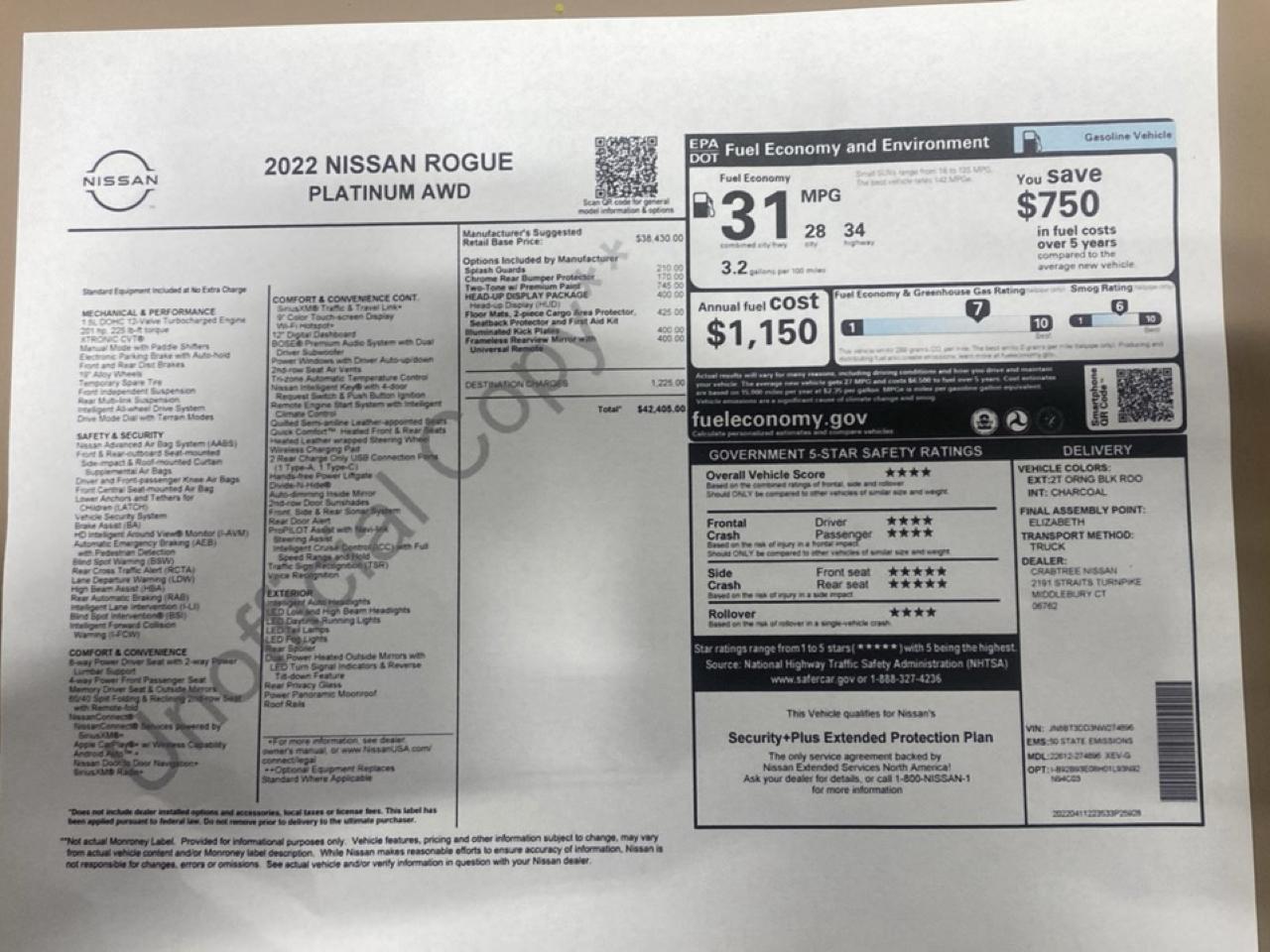 Nissan Rogue Platinum AWD 2022