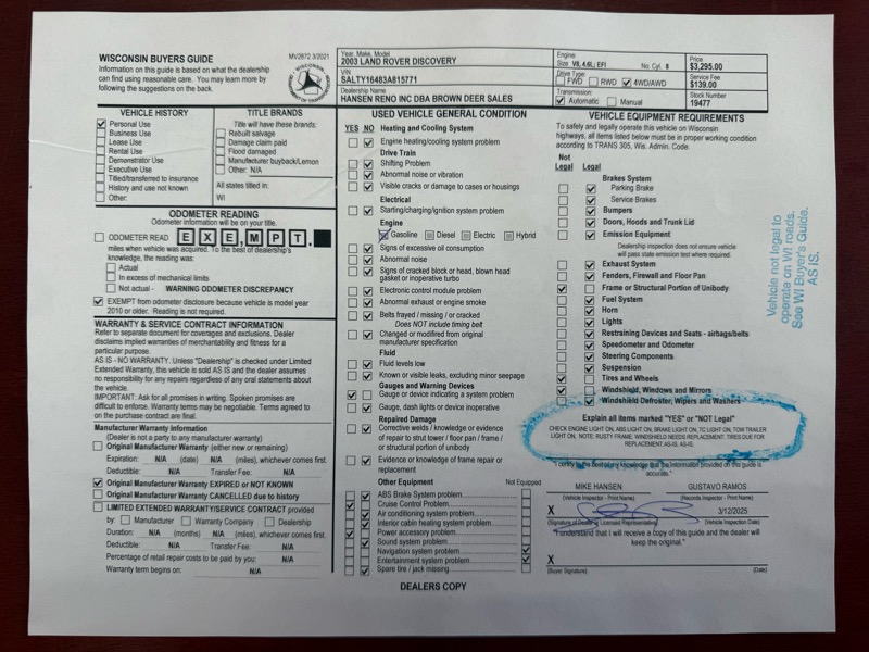 Land Rover Discovery SE 2003