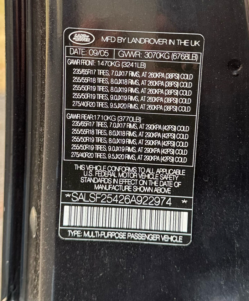 Land Rover Range Rover Sport 4dr Wgn HSE 2006