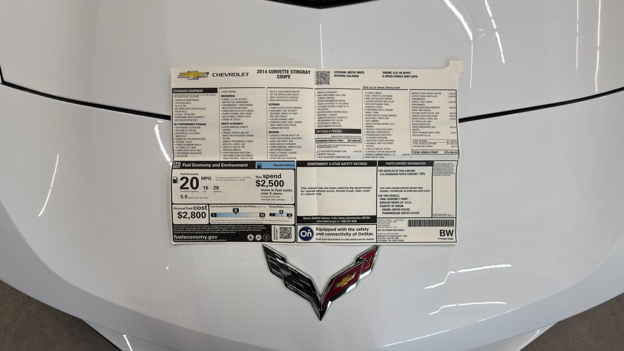 Chevrolet Corvette Stingray 2dr Z51 Cpe w/3LT 2014