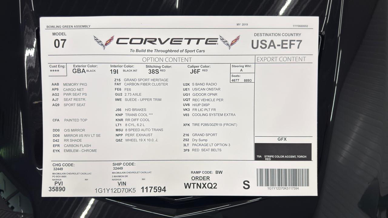 Chevrolet Corvette 2dr Grand Sport Cpe w/3LT 2019