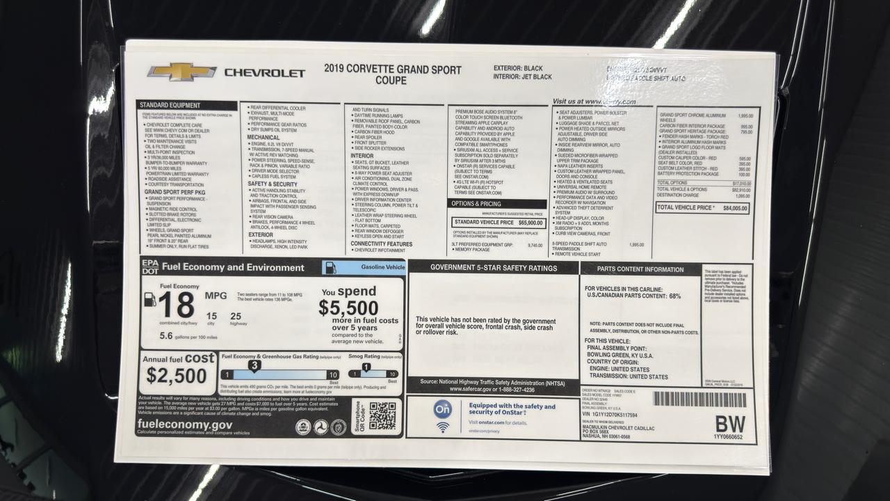 Chevrolet Corvette 2dr Grand Sport Cpe w/3LT 2019
